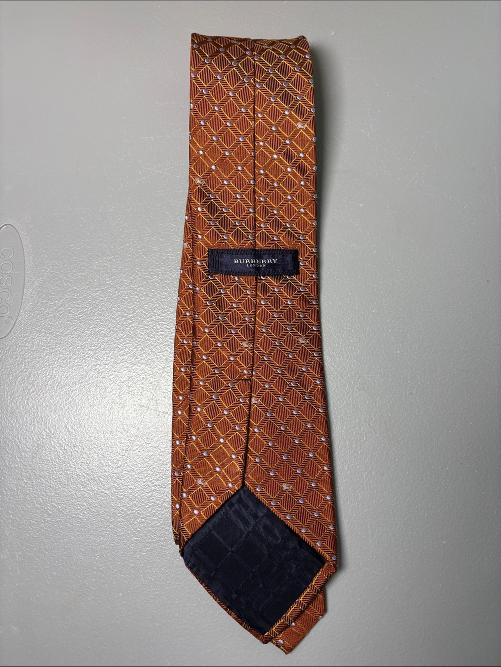 VTG Burberry Brown Gray Dot Silk Neck Tie - Picture 4 of 5